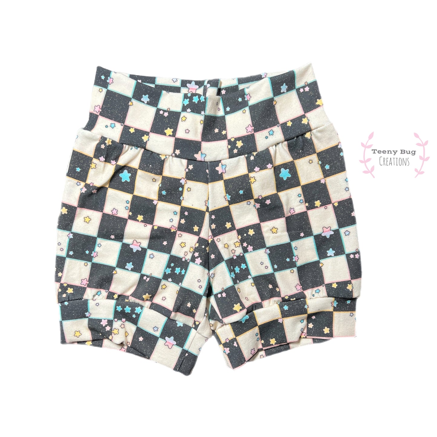 RTS Cream Checker Mid Thigh Shorties