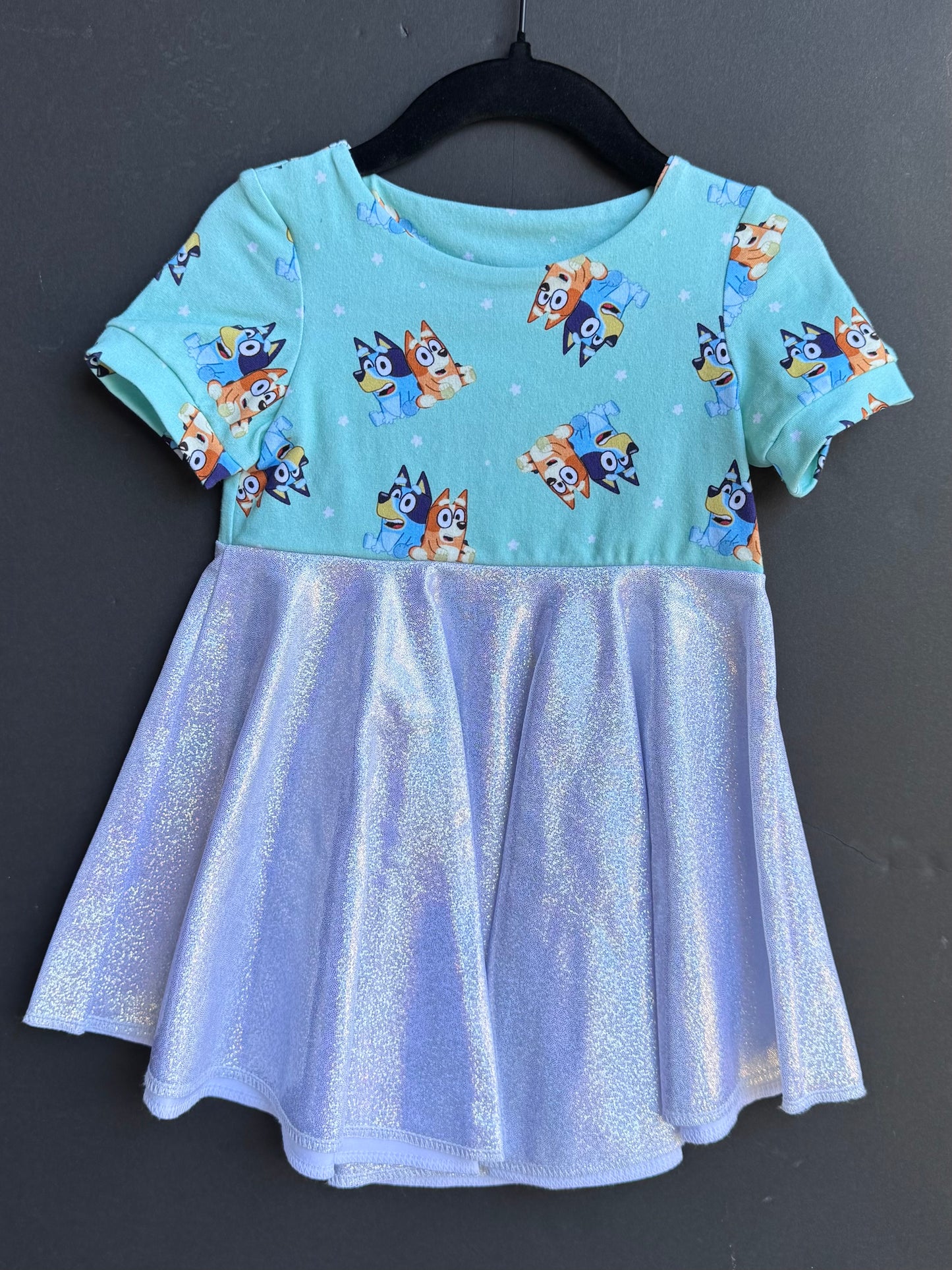 RTS Blue and Orange Dog Twirl Dress