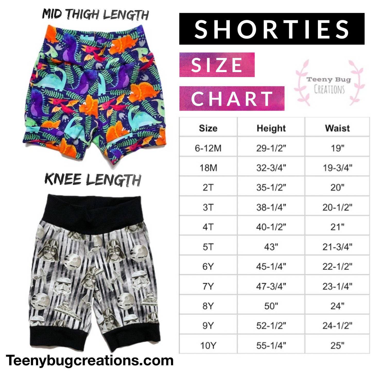 Bubblegum Horror Shorties (Mid and Knee Length) PREORDER
