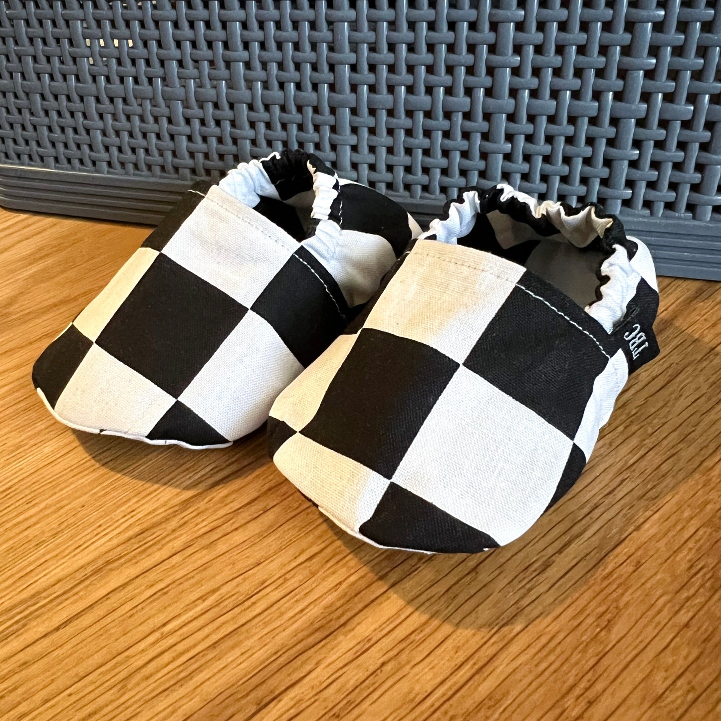 Black and White Checker Crib Shoes