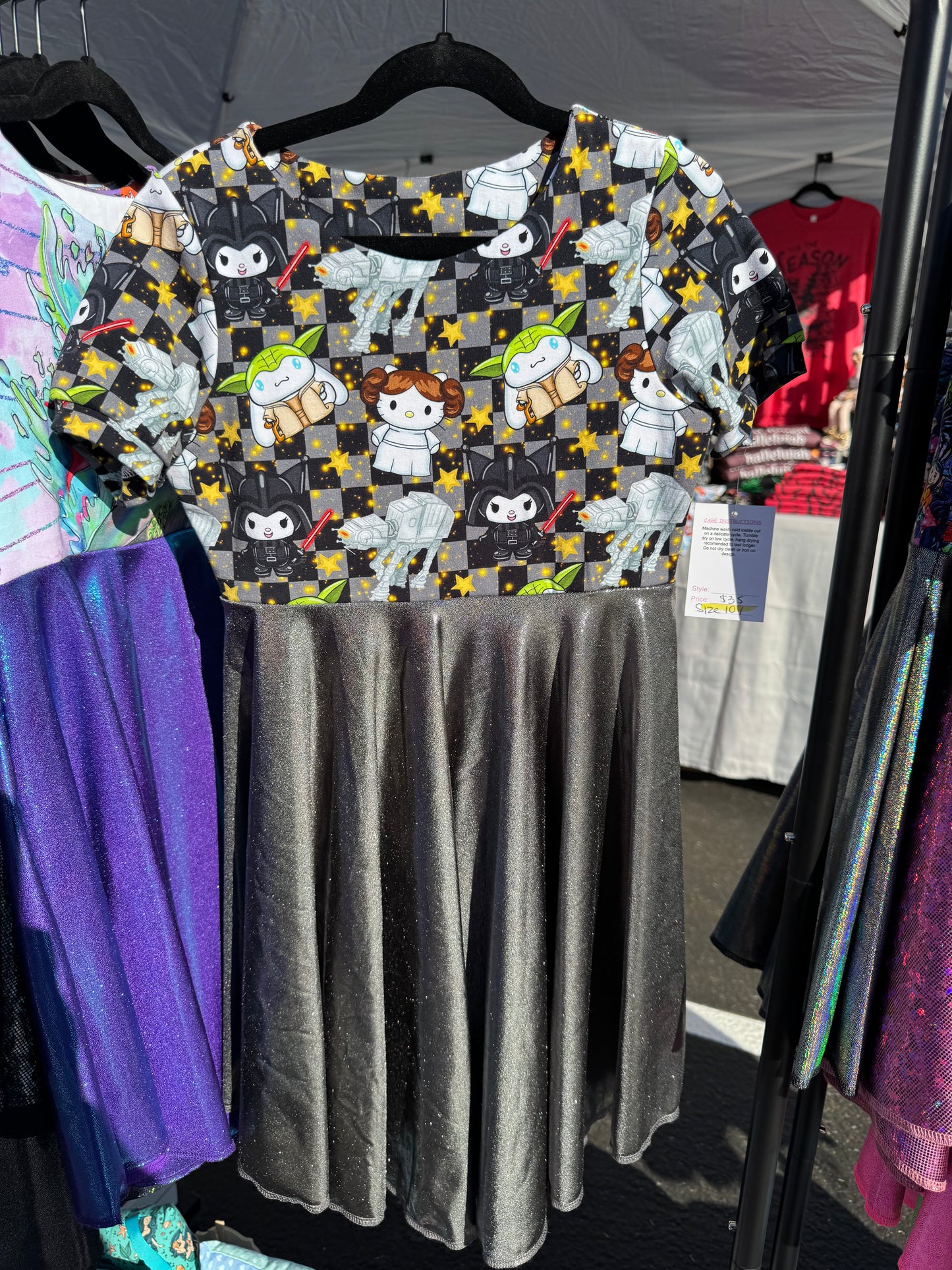 RTS Checkered Wars HK (Gray) Twirl Dress