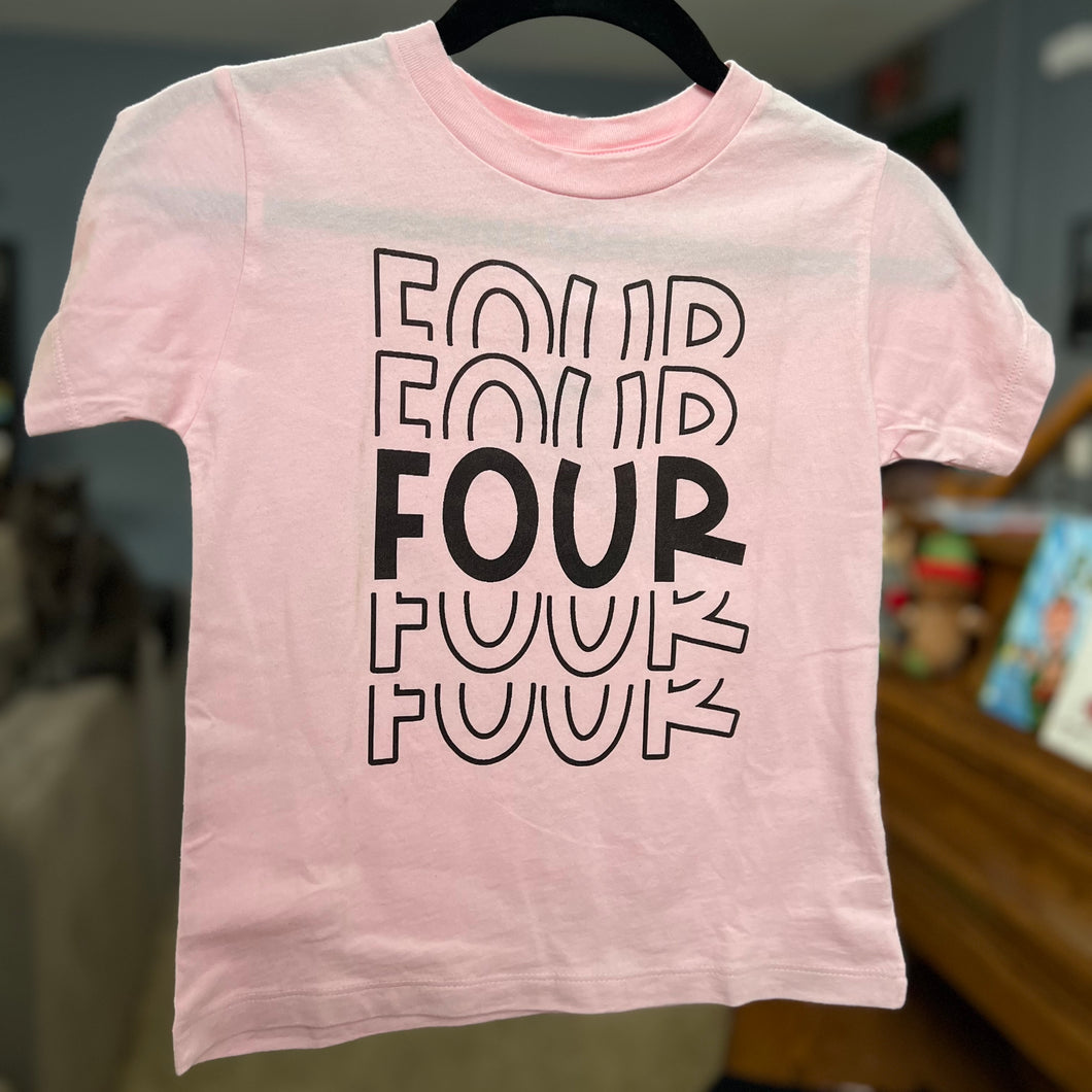 RTS Birthday FOUR PINK Kid Tee