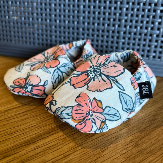 Peachy Floral Crib Shoes