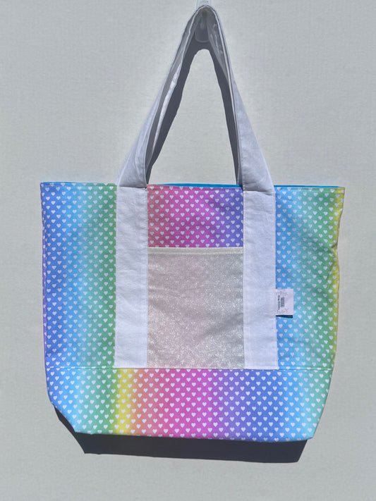 Rainbow Hearts Tote Bag