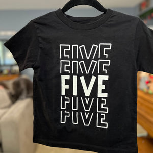 RTS Birthday FIVE BLACK Kid Tee