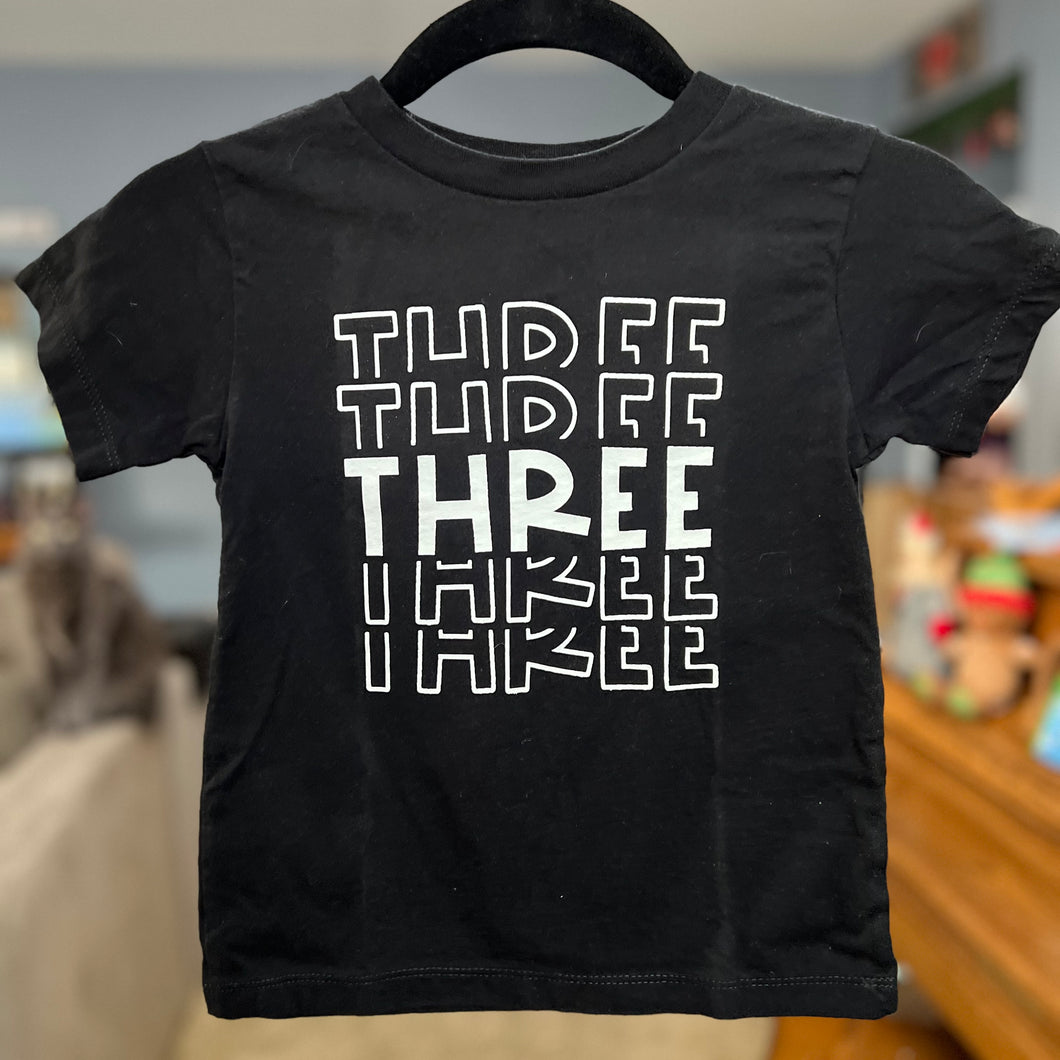 RTS Birthday THREE BLACK Kid Tee