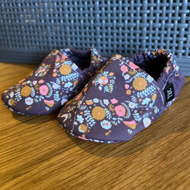 Mauve Floral Crib Shoes