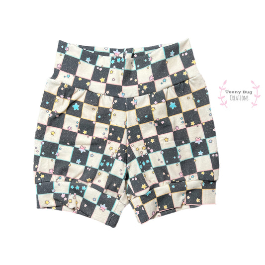 RTS Cream Checker Mid Thigh Shorties