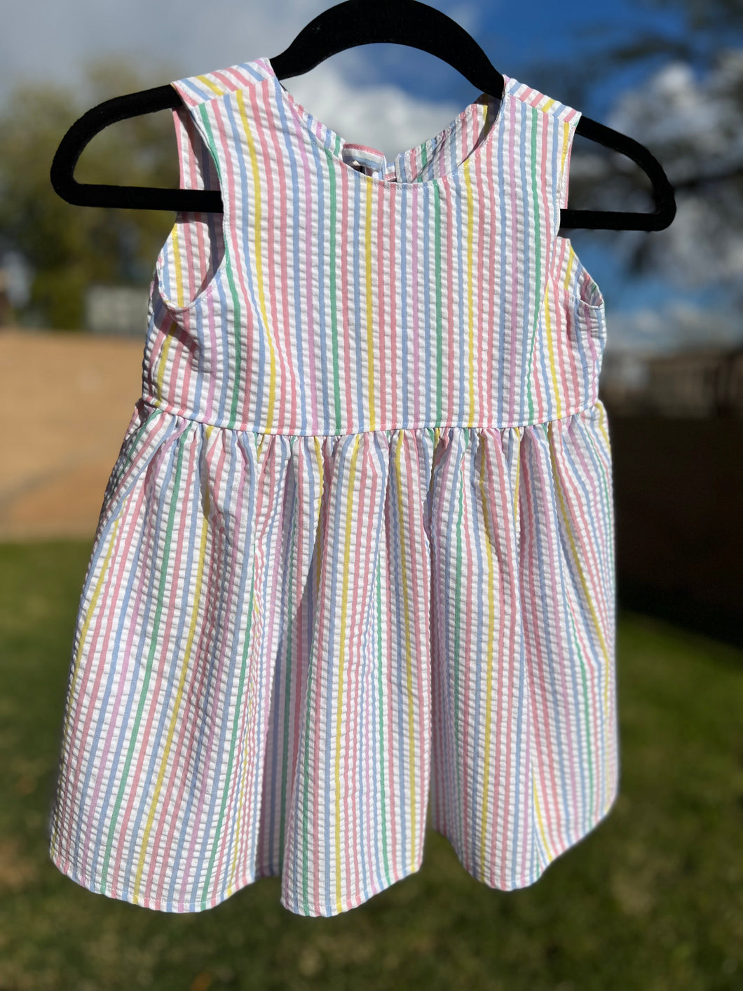 RTS Pastel Striped Seersucker Dress