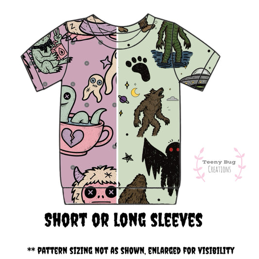 Cryptid Ringer Top (short or long sleeves) PREORDER