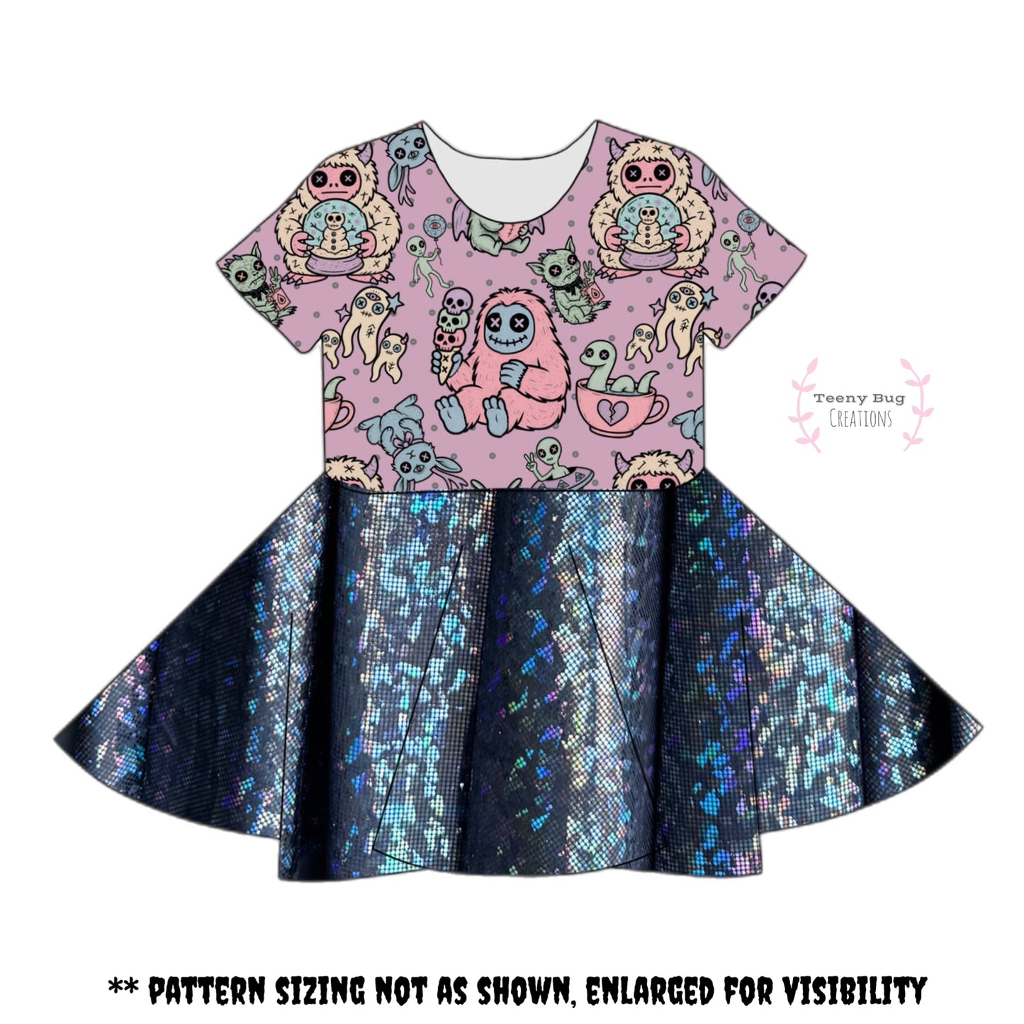 Lavender Cryptid w/ Black Sparkly Twirl Dress PREORDER