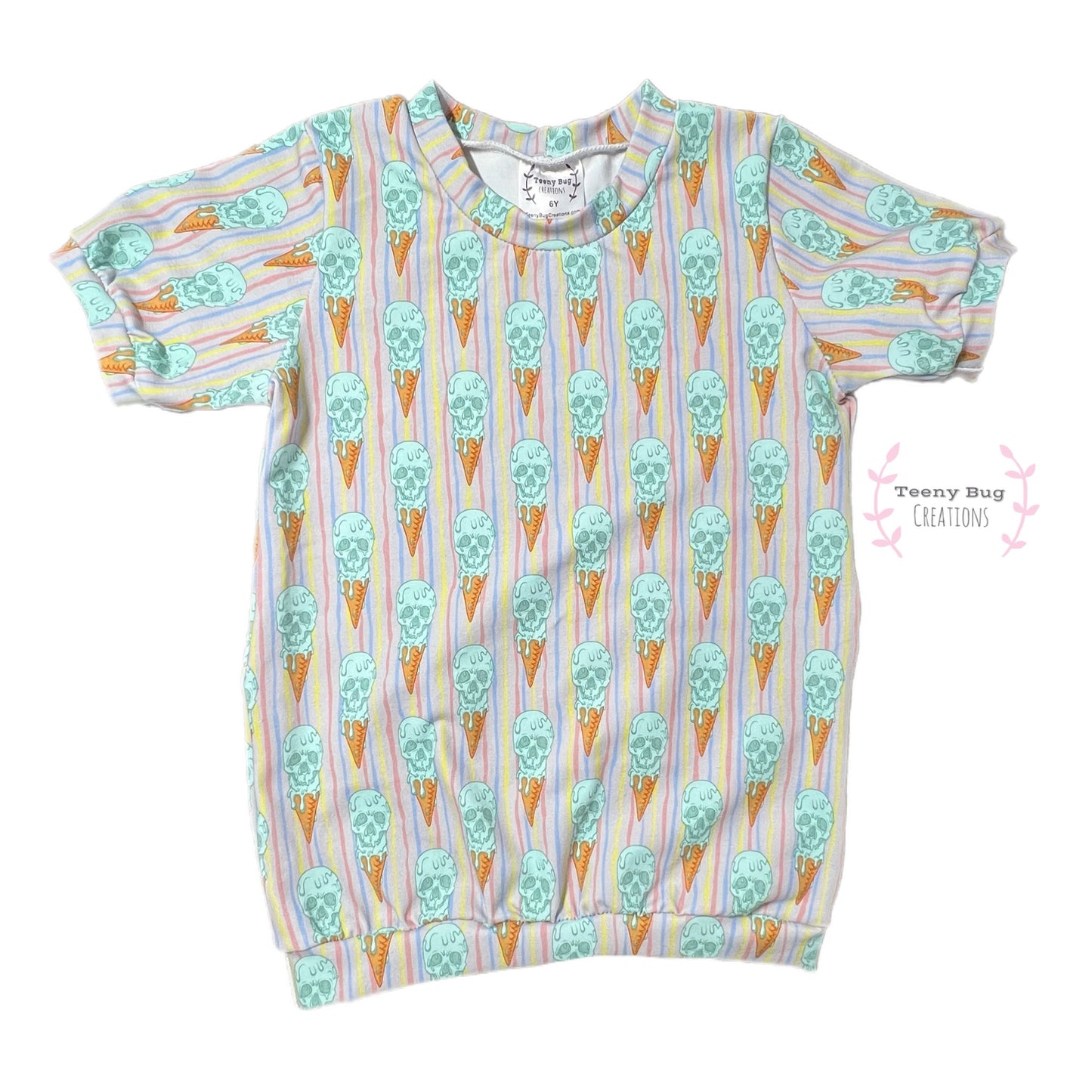 RTS Skull Ice Cream Ringer Short Sleeve Tee