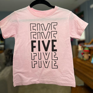 RTS Birthday FIVE PINK Kid Tee