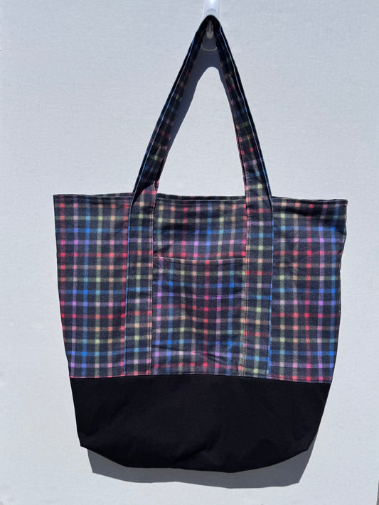 Rainbow Plaid Tote Bag
