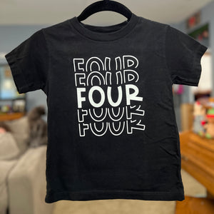 RTS Birthday FOUR BLACK Kid Tee