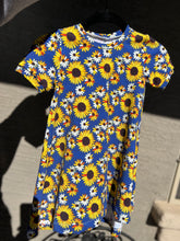 Load image into Gallery viewer, RTS Blue Sunflower T-Shirt Dress