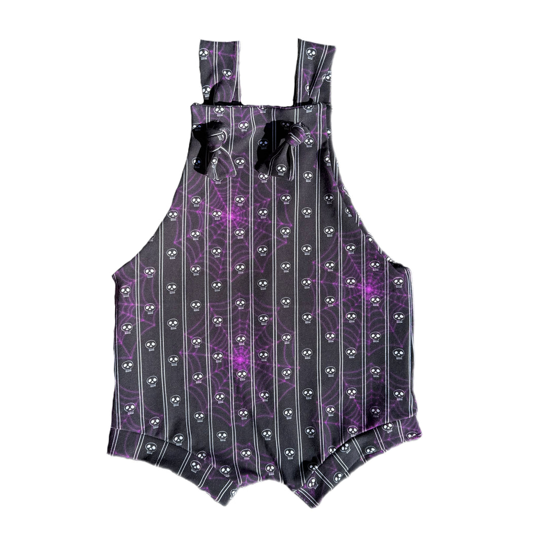 RTS Skull Striped Spider Web Knotted Overalls
