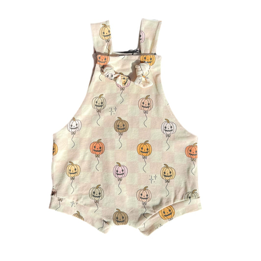 RTS Checkered Pumpkin Balloons Knotted Overalls