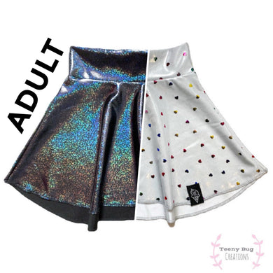 *ADULT* Black Rainbow OR Candy Hearts Skater Skirt