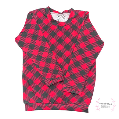 * Plaid Ringer Long Sleeve Top