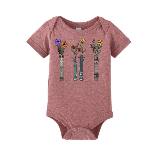 Flower Saber (Heather Mauve) Onesie