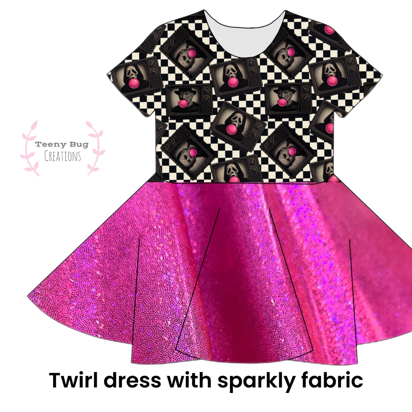 Bubblegum Horror W/ Sparkly Fabric Twirl Dress PREORDER