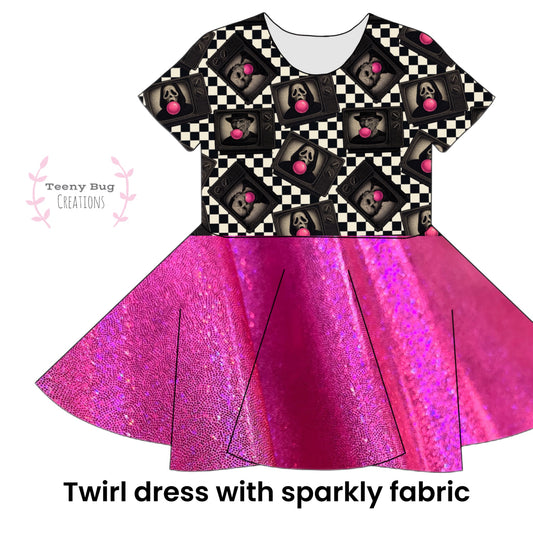 Bubblegum Horror W/ Sparkly Fabric Twirl Dress PREORDER