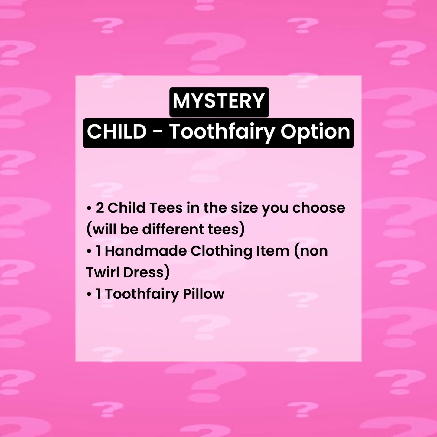 CHILD Mystery Bag Option TOOTHFAIRY PILLOW
