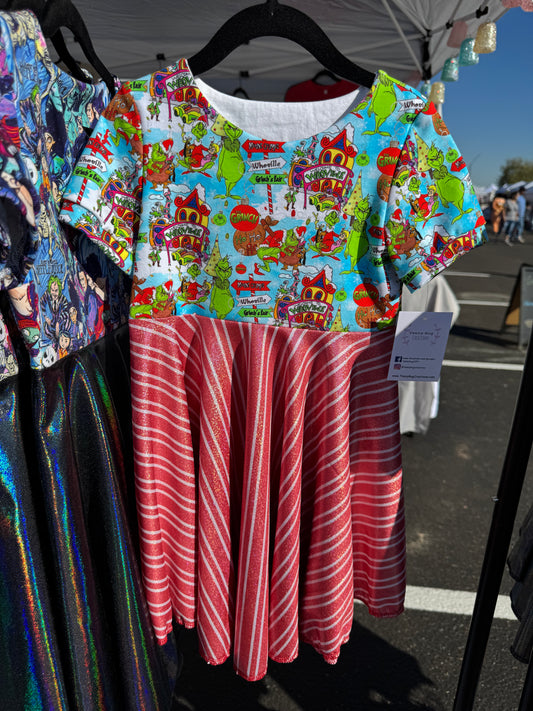 RTS Mean Candy Cane Twirl Dress
