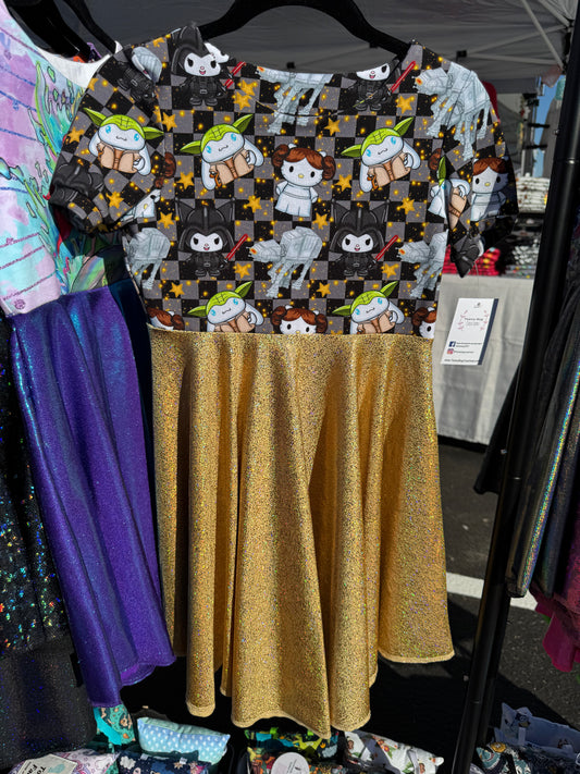 RTS Checkered Wars HK (GOLD) Twirl Dress