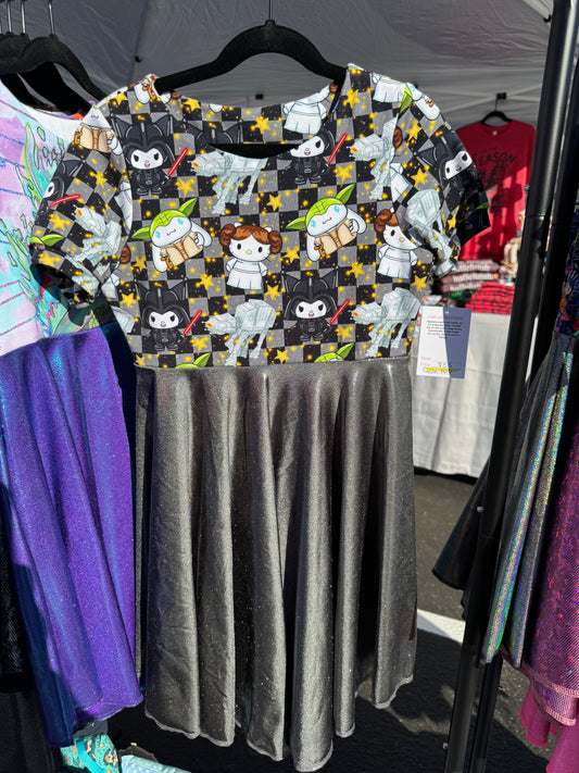 RTS Checkered Wars HK (Gray) Twirl Dress