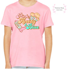 Load image into Gallery viewer, Pink Howdy &amp; Blue Kid Tee