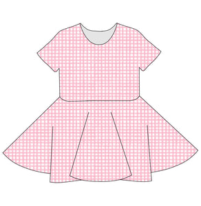 Pink Gingham Twirl Dress