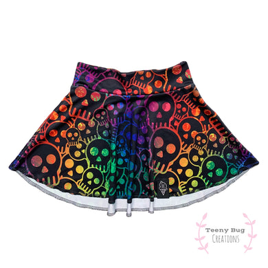 Rainbow Skulls Skater Skirt