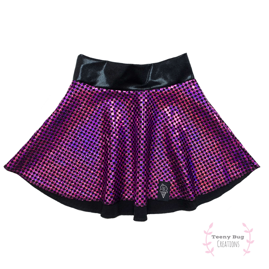Fuchsia Checkers Skater Skirt
