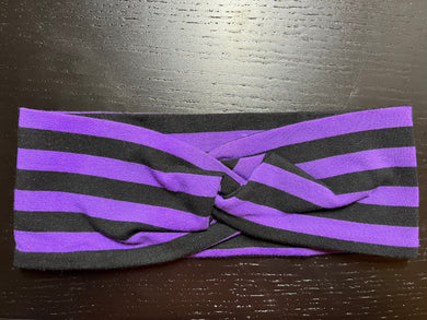 RTS Purple Striped ADULT knotted headband