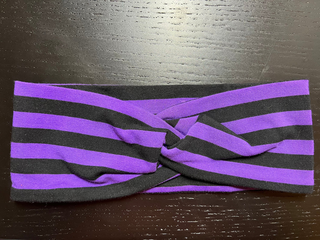 RTS Purple Striped ADULT knotted headband