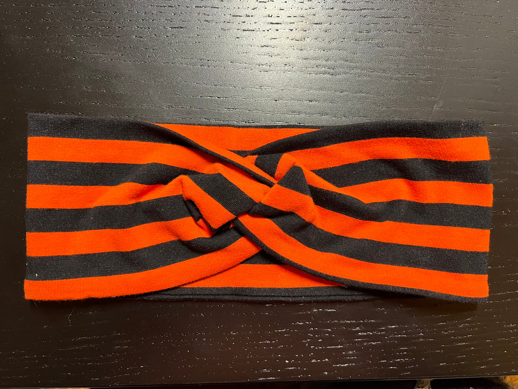 RTS Orange Striped ADULT knotted headband