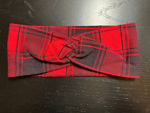 RTS Red Plaid ADULT knotted headband