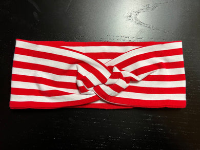 RTS red & White Stripes knotted headband