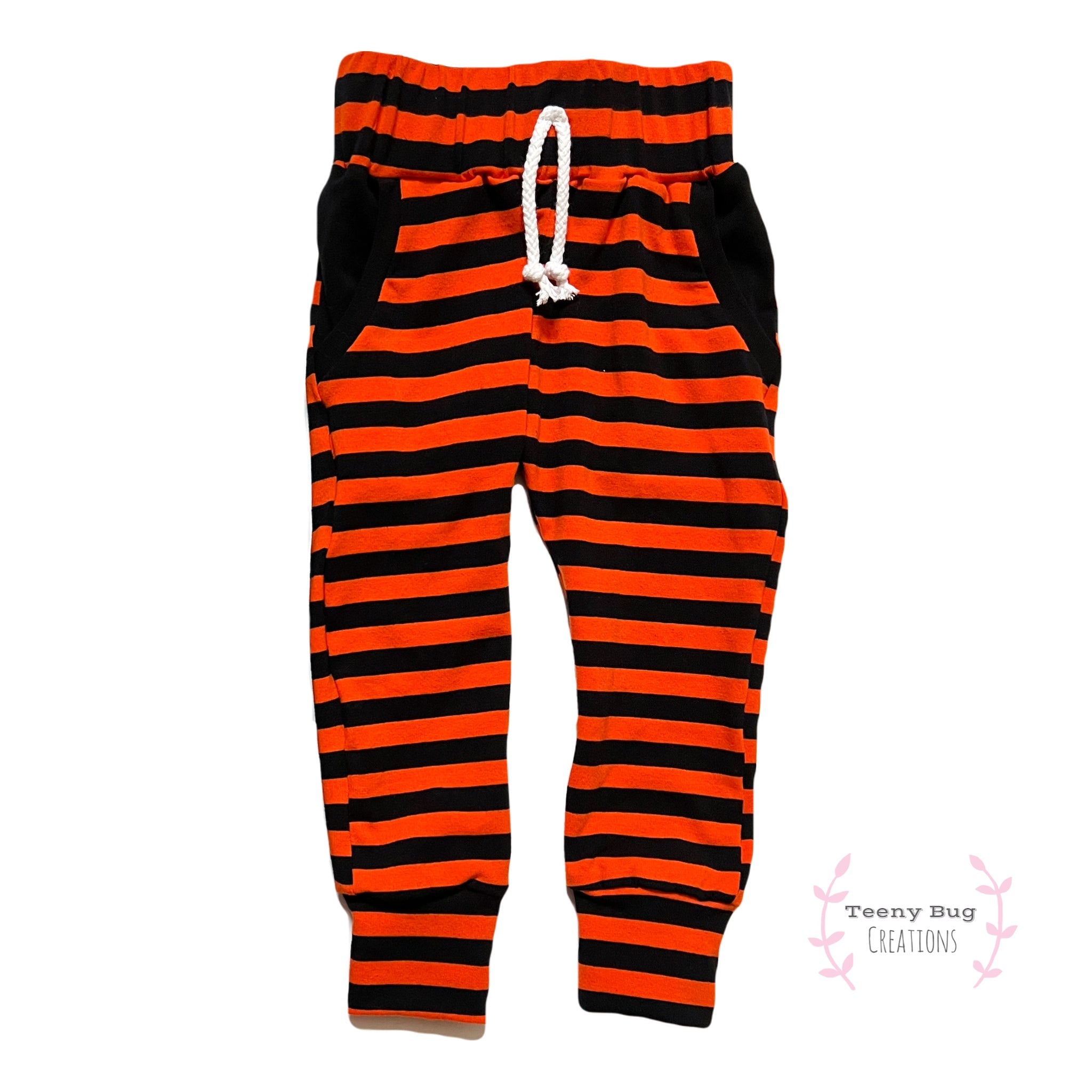 RTS Orange Stripe Pocket Pants – Teeny Bug Creations