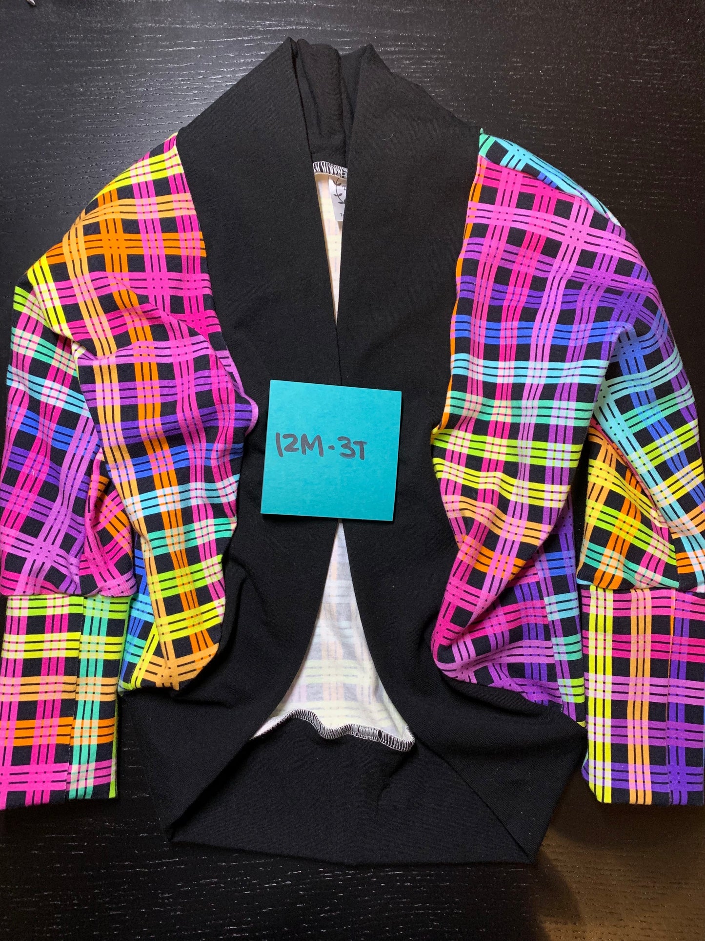 RTS Rainbow Plaid Cardigan 12M-3T