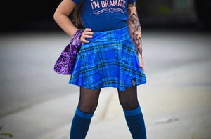 Blue Plaid Skater Skirt
