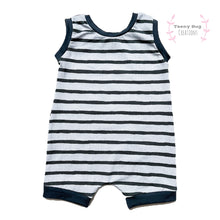 Load image into Gallery viewer, Charcoal Gray Striped Romper